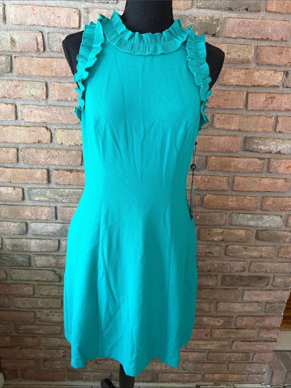 Adrianna Papell Teal Ruffle Trim Mini Dress